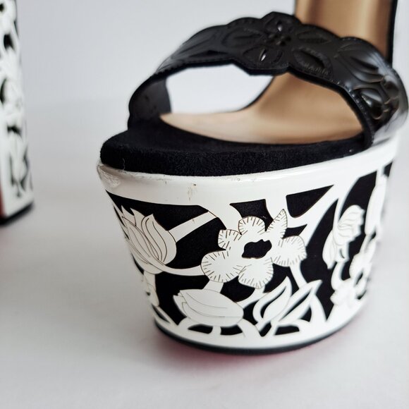 Christian Louboutin Houghton May Black and White Platform Sandals Shoes Size 37 - Picture 7 of 16